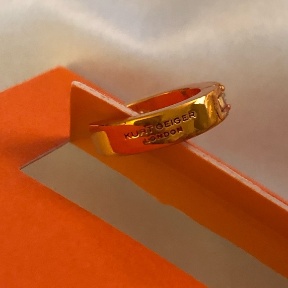 Kurt Geiger London Orange Metallic Huggie Hoops Crystal Accents NWT & Dust Bag - Picture 9 of 12